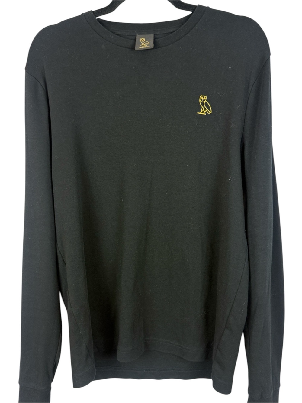 OVO October's Very Own Essentials Cotton Long Sleeve Men's Large Tee - Black